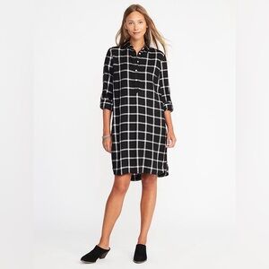GAP Cotton Plaid Dress Long Sleeve in Medium